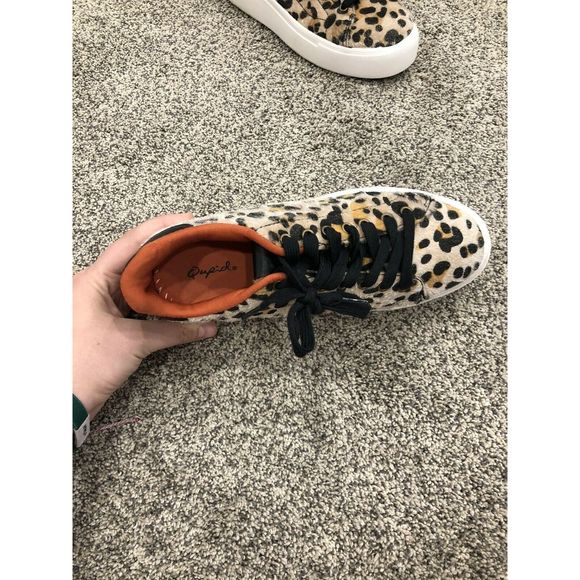 Qupid Leopard Shoes Suede 6.5 Sparkly Fur Chunky - Picture 4 of 6